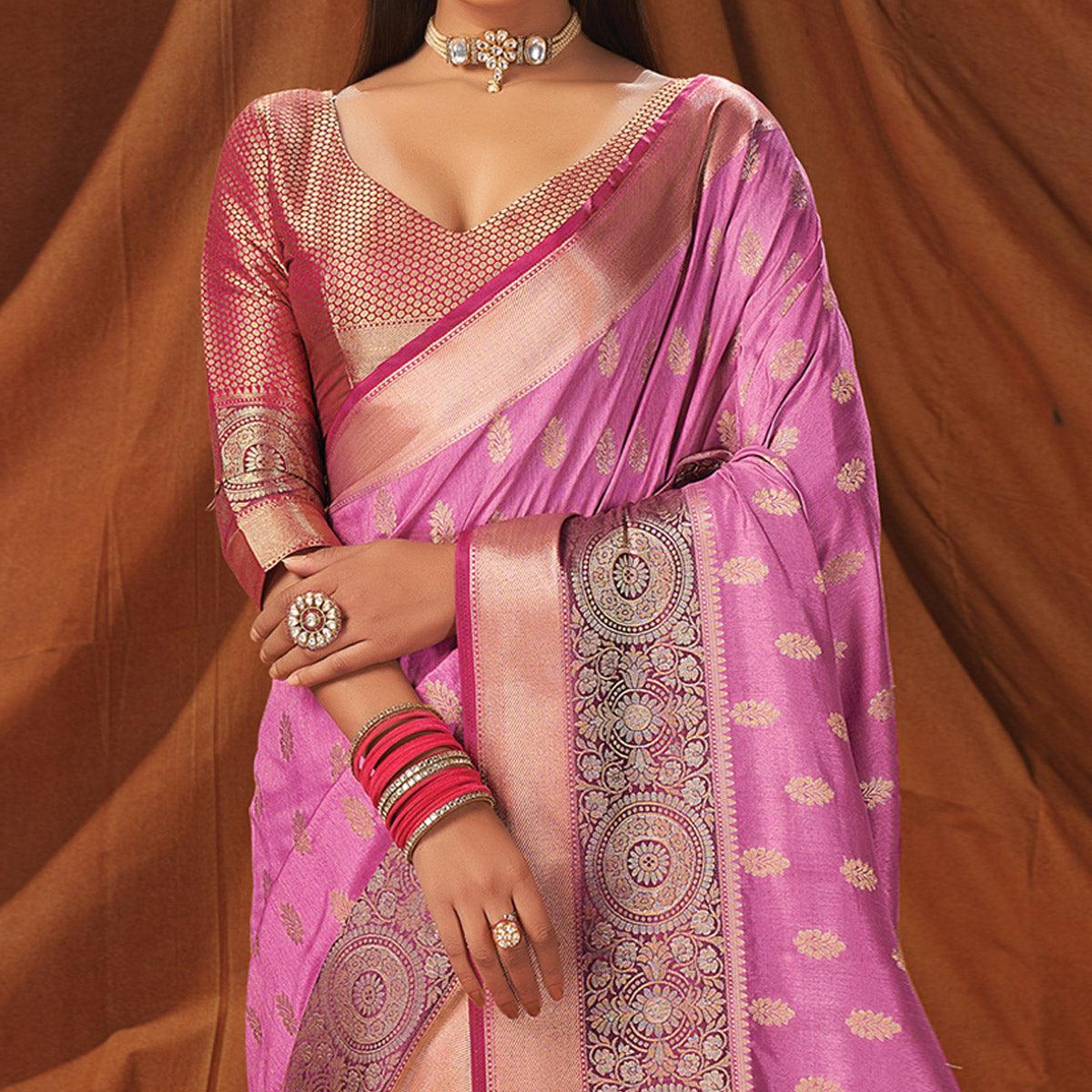 Purple Festive Wear Woven Silk Saree - Peachmode