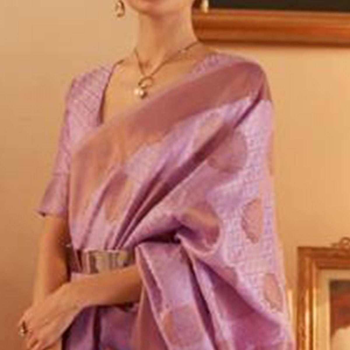 Purple Festive Wear Woven Silk Saree - Peachmode