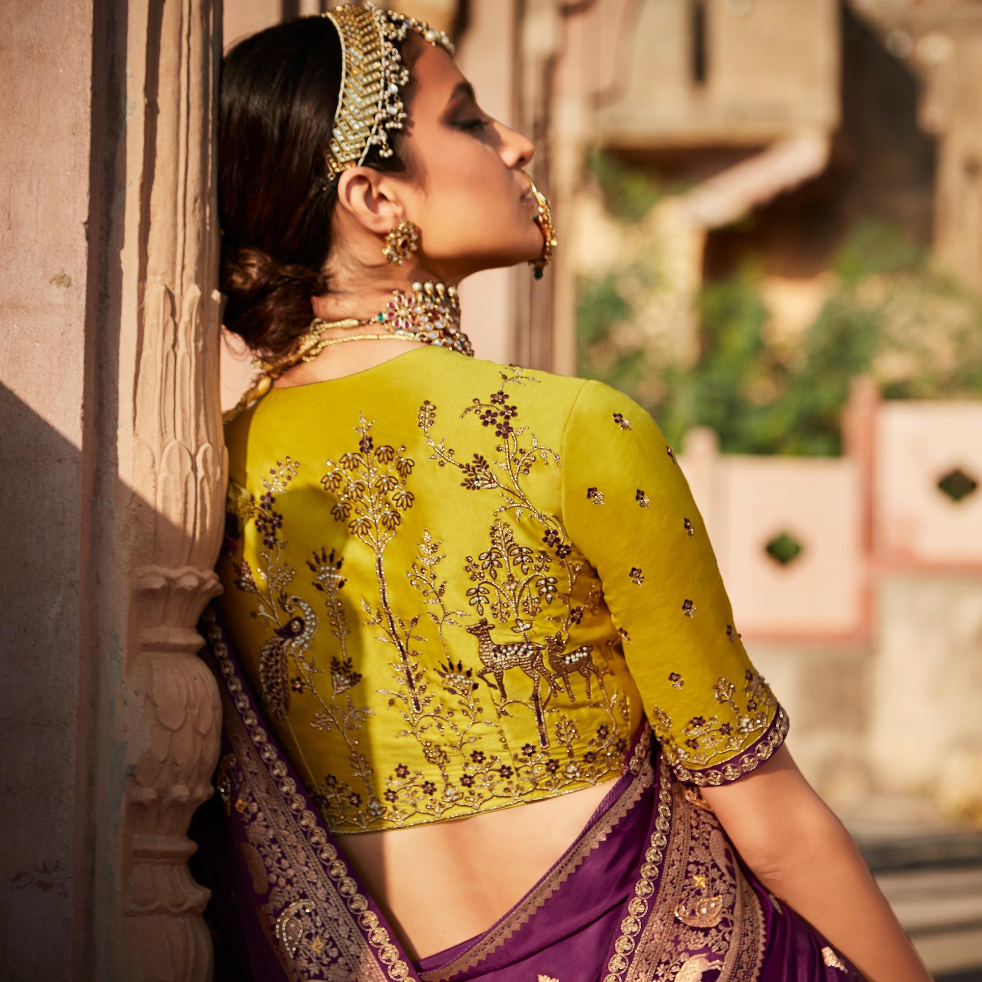 Purple Festive Wear Woven Silk Saree - Peachmode