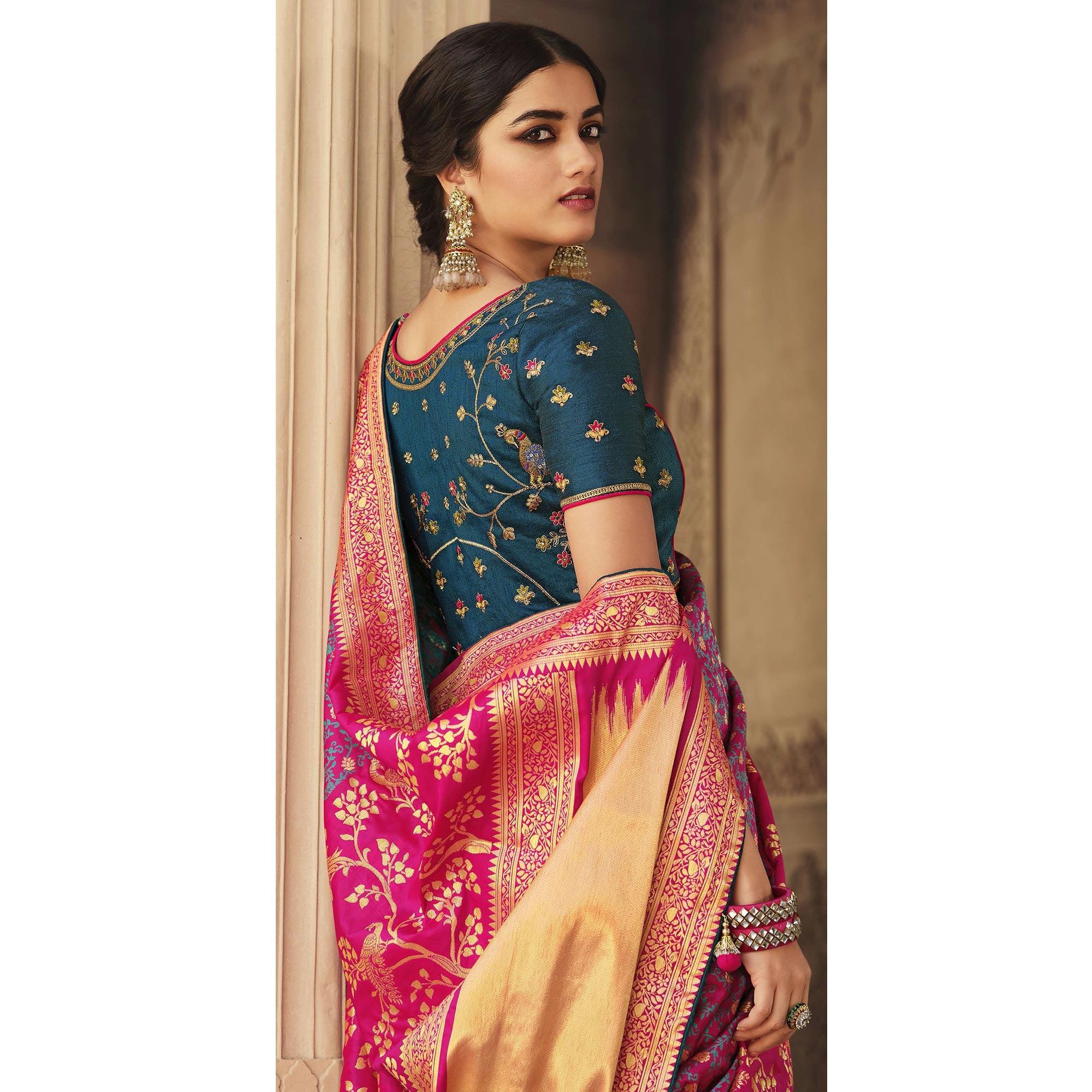 Purple Festive Wear Woven Silk Saree - Peachmode