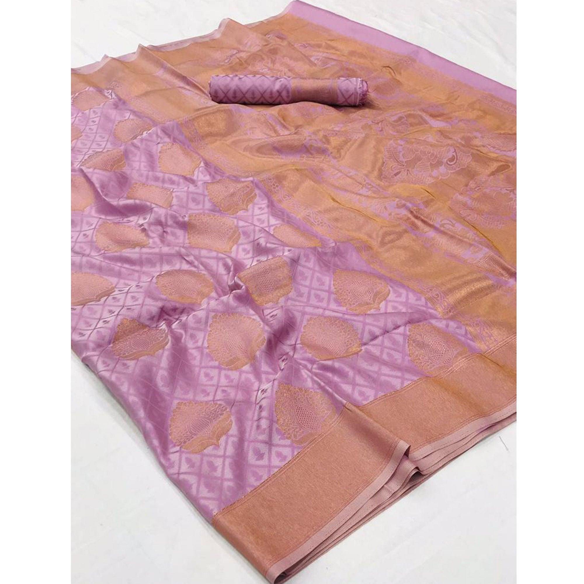 Purple Festive Wear Woven Silk Saree - Peachmode