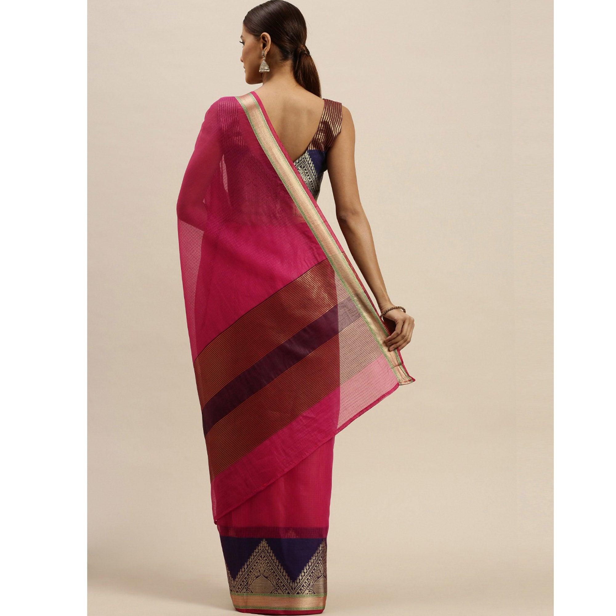 Purple Festive Wear Woven Silk Saree With Jacquard Border - Peachmode