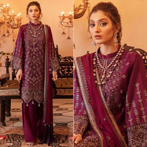 Purple Party Wear Embroidered Georgette Pakistani Suit - Peachmode