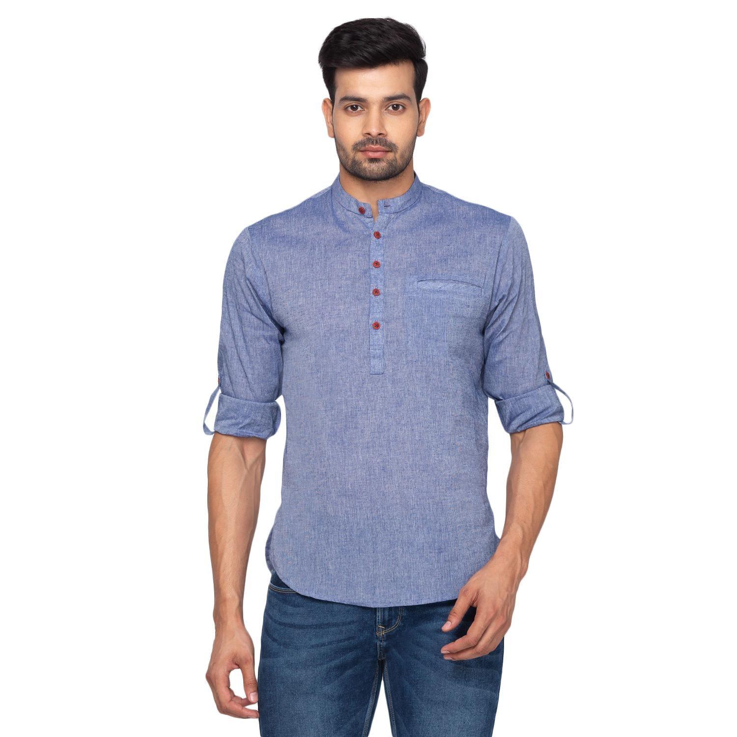 Purple Solid Pure Cotton Short Kurta - Peachmode