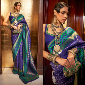 Purple Woven Art Silk Saree - Peachmode