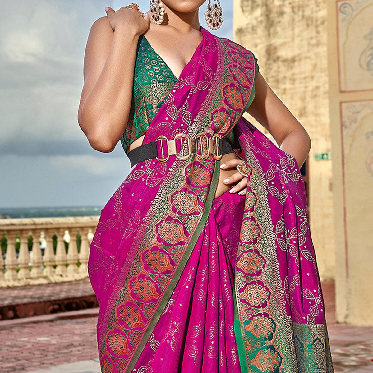 Purple Woven Art Silk Saree - Peachmode