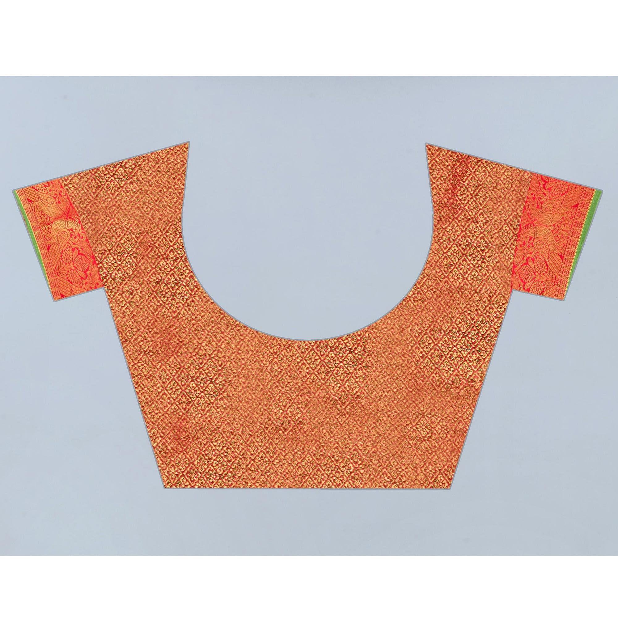 Purple Woven Banarasi Silk Saree - Peachmode