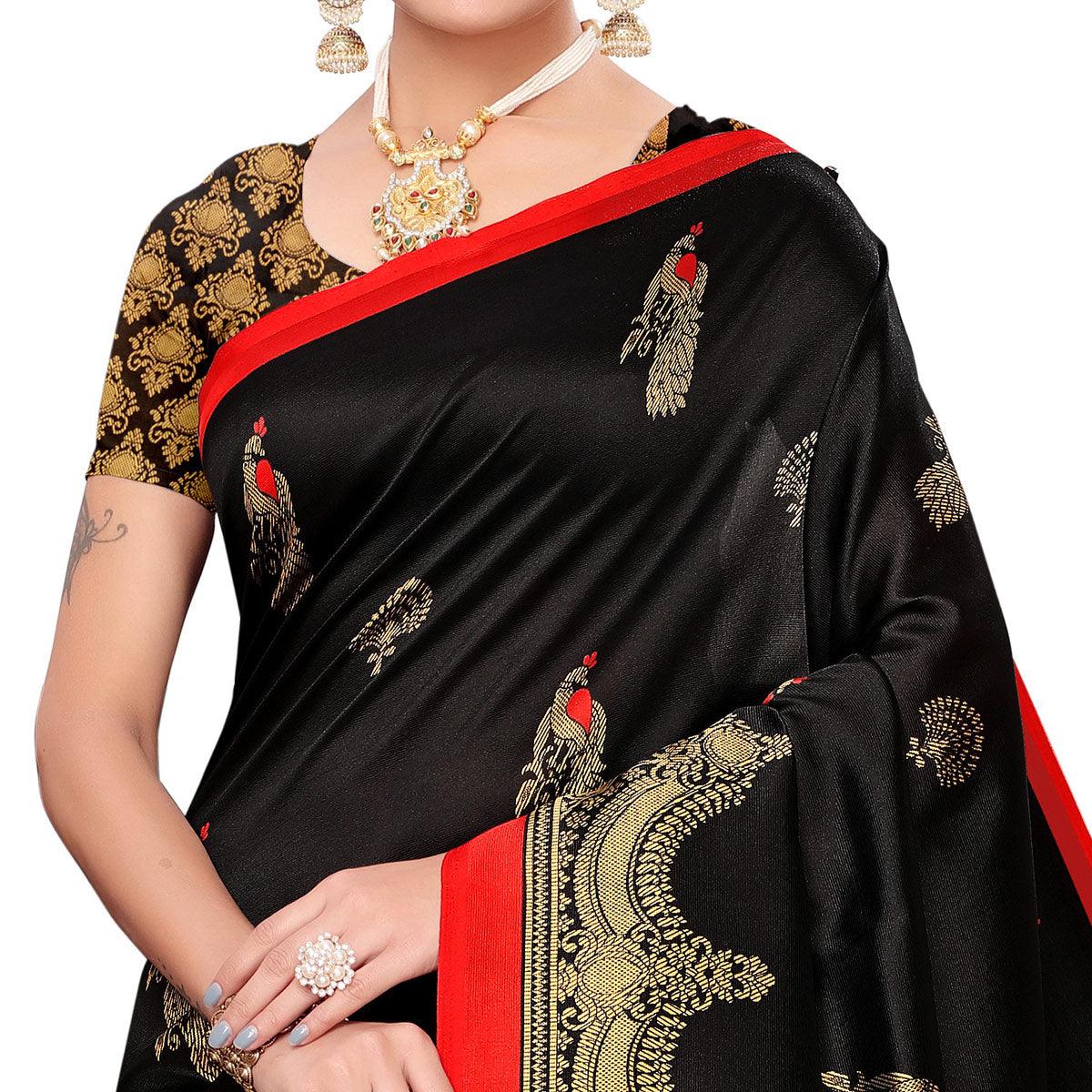 Radiant Black Colored Festive Wear Art Silk Saree - Peachmode