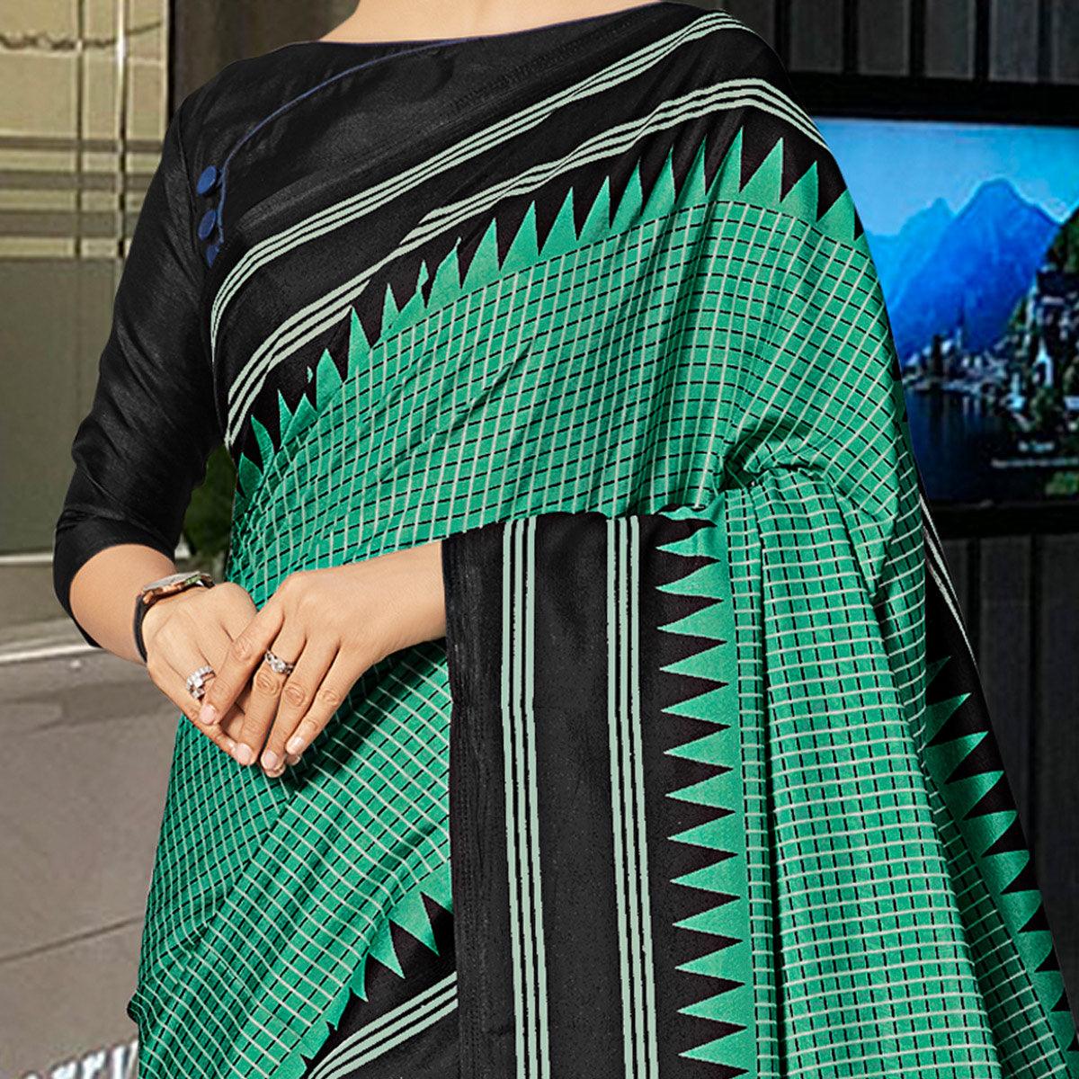 Radiant Green Coloured Casual Wear Printed Art Silk Saree - Peachmode