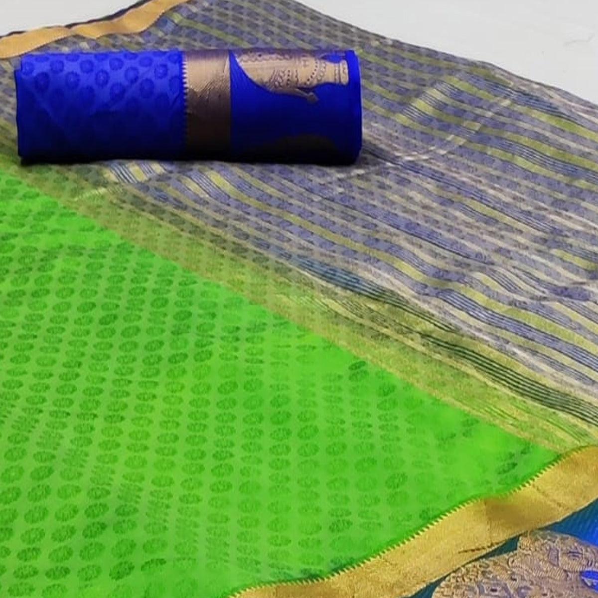 Radiant Green Coloured Festive Wear Woven Art Silk Saree - Peachmode