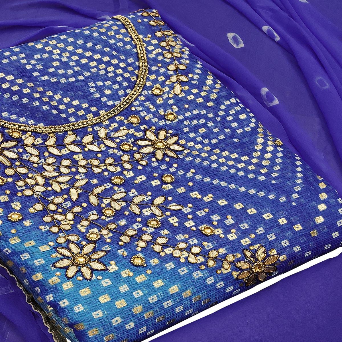 Radiant Violet Colored Casual Wear Embroidered Heavy Banarasi Silk Dress Material - Peachmode