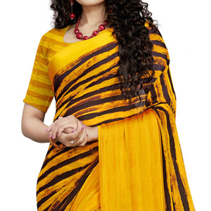 Radiant Yellow Colored Casual Wear Printed Georgette Saree - Peachmode