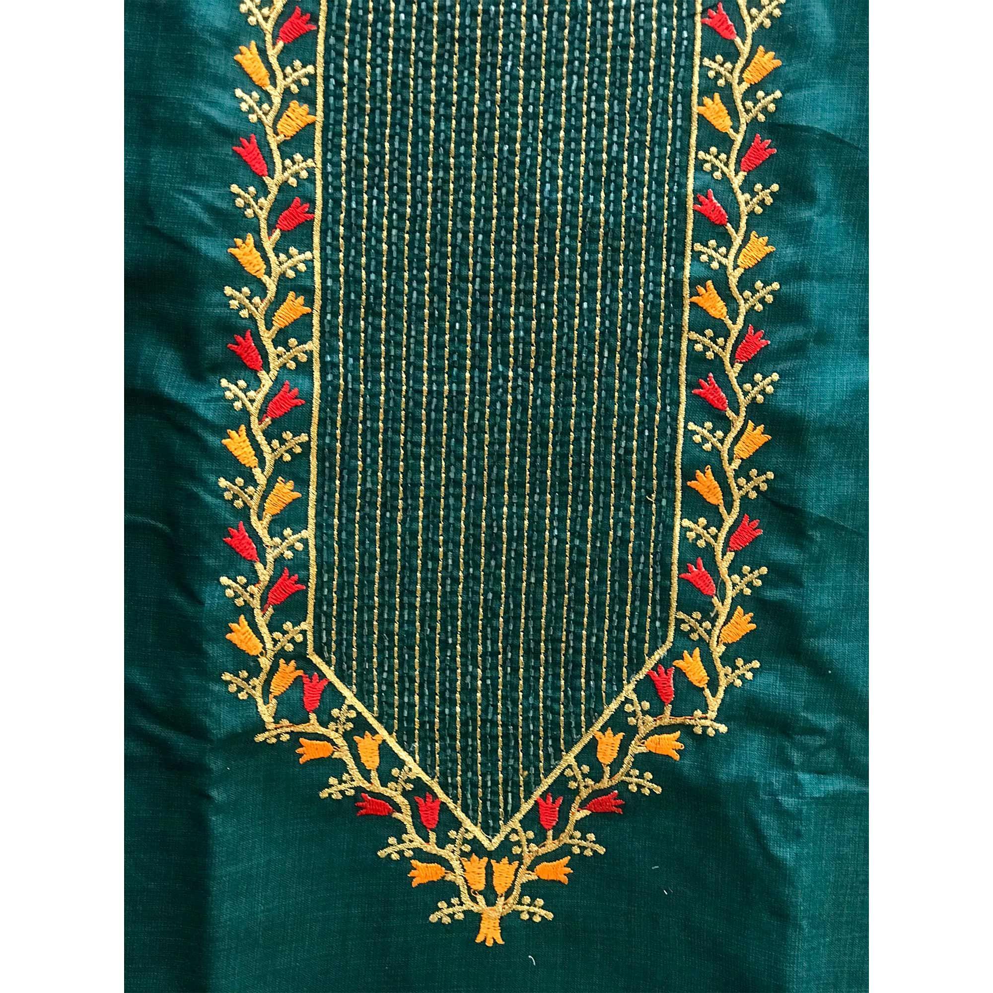 Rama Blue Festive Wear Embroidered Cotton Dress Material - Peachmode