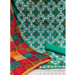 Rama Embroidered Poly Cotton Dress Material - Peachmode