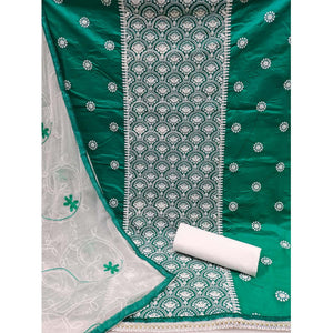 Rama Embroidered Poly Cotton Dress Material - Peachmode