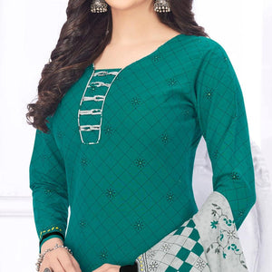 Rama Green Casual Wear Printed Cotton Dress Material - Peachmode