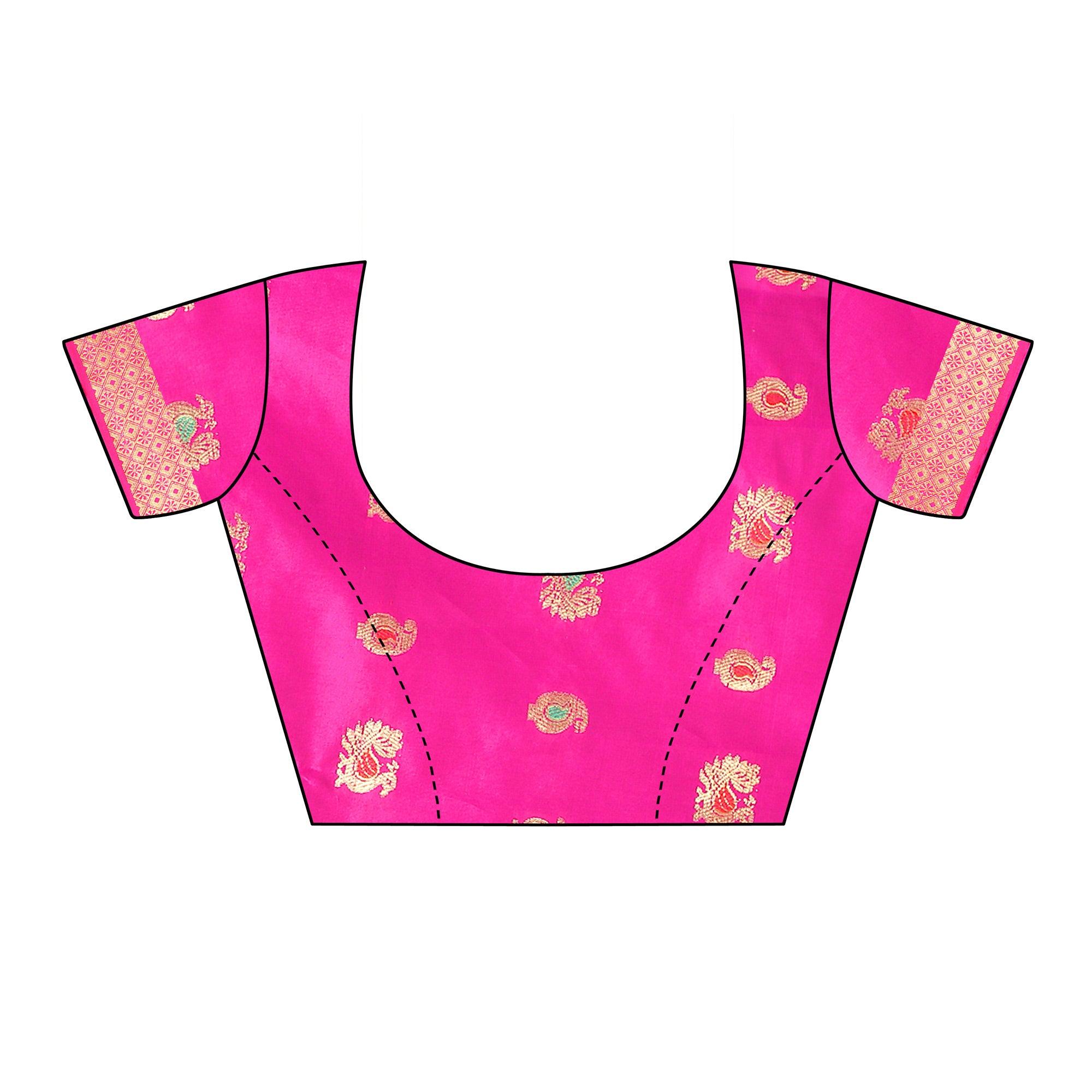 Rama Green Festive Wear Woven Soft Silk Saree With Jacquard Border - Peachmode