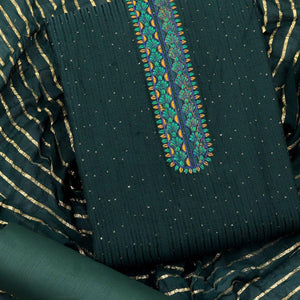 Rama Sequence Embroidered Chanderi Dress Material - Peachmode