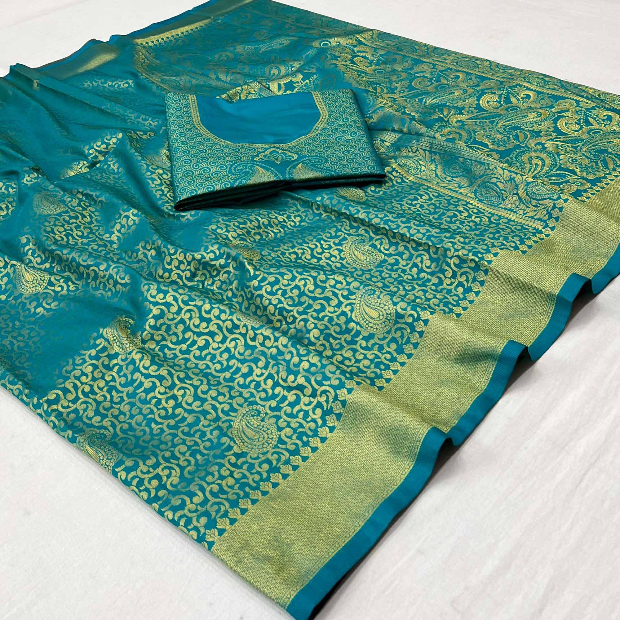 Rama Woven Jacquard Saree - Peachmode