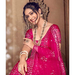 Rani Partywear Thread Sequence Soft Net Lehenga Choli - Peachmode
