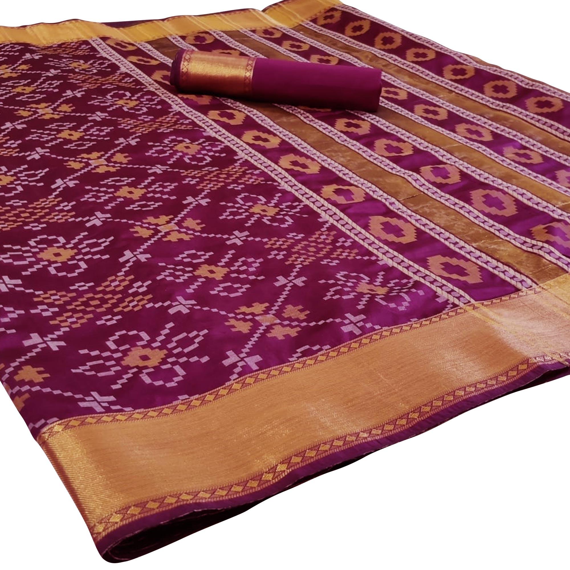 Rani Pink Festive Wear Traditional Silk Woven Saree - Peachmode