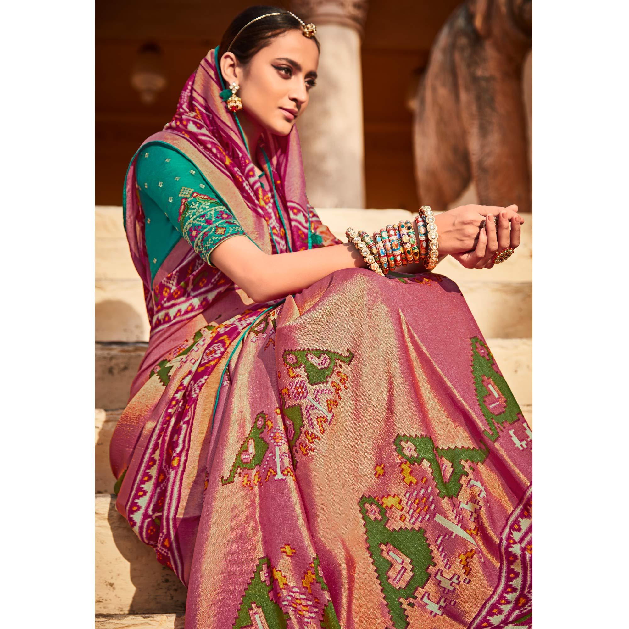 Rani Purple Festive Wear Printed Silk Saree - Peachmode
