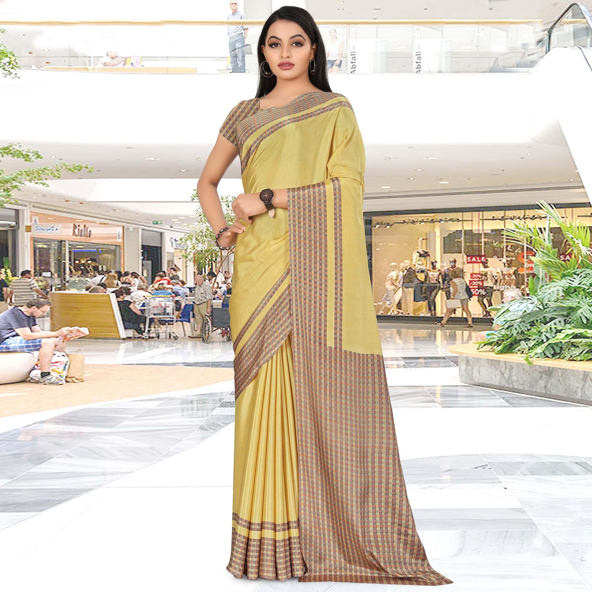 Ravishing Brown Coloured Casual Wear Printed Crepe Saree - Peachmode
