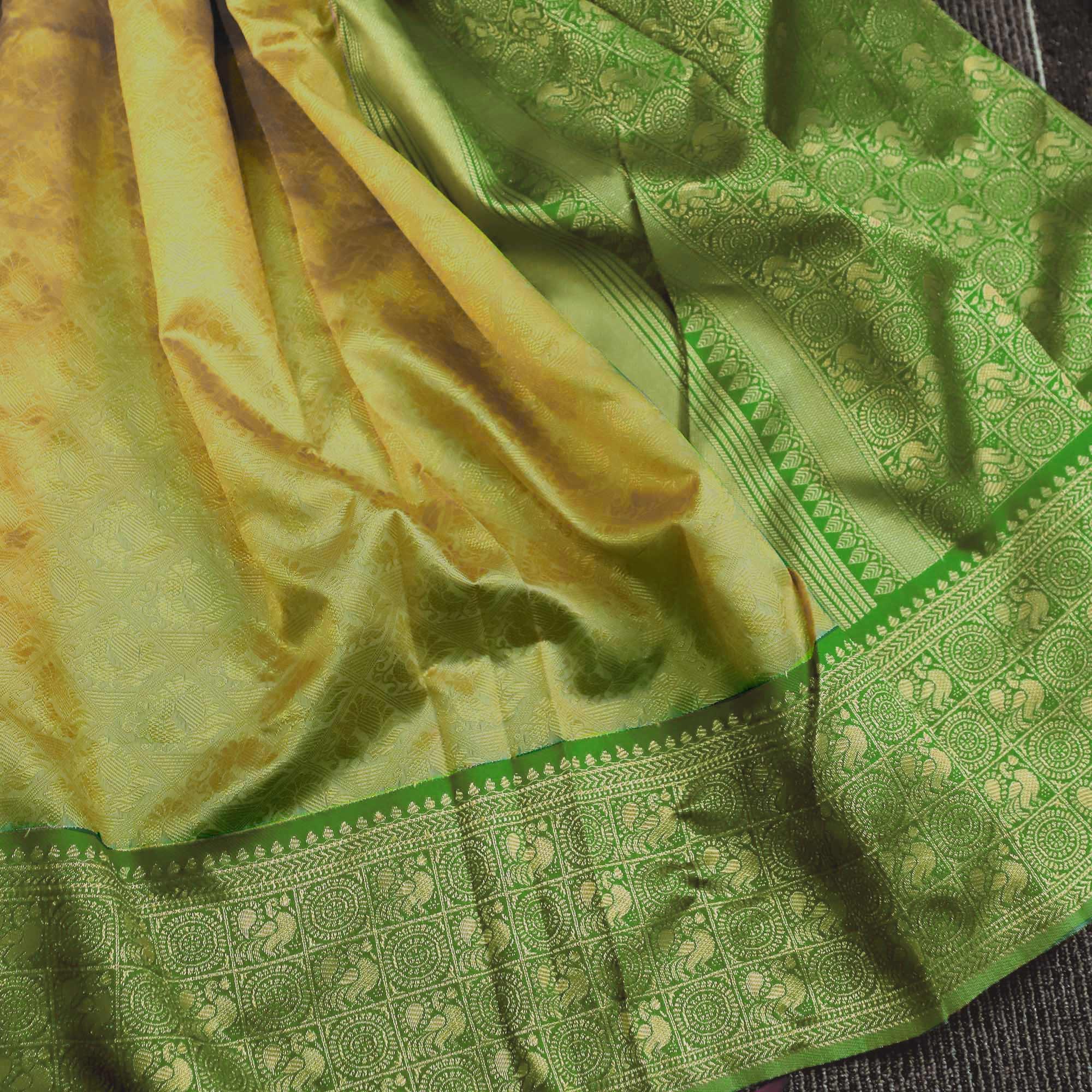 Ravishing Cream Colored Festive Wear Woven Soft Silk Saree - Peachmode