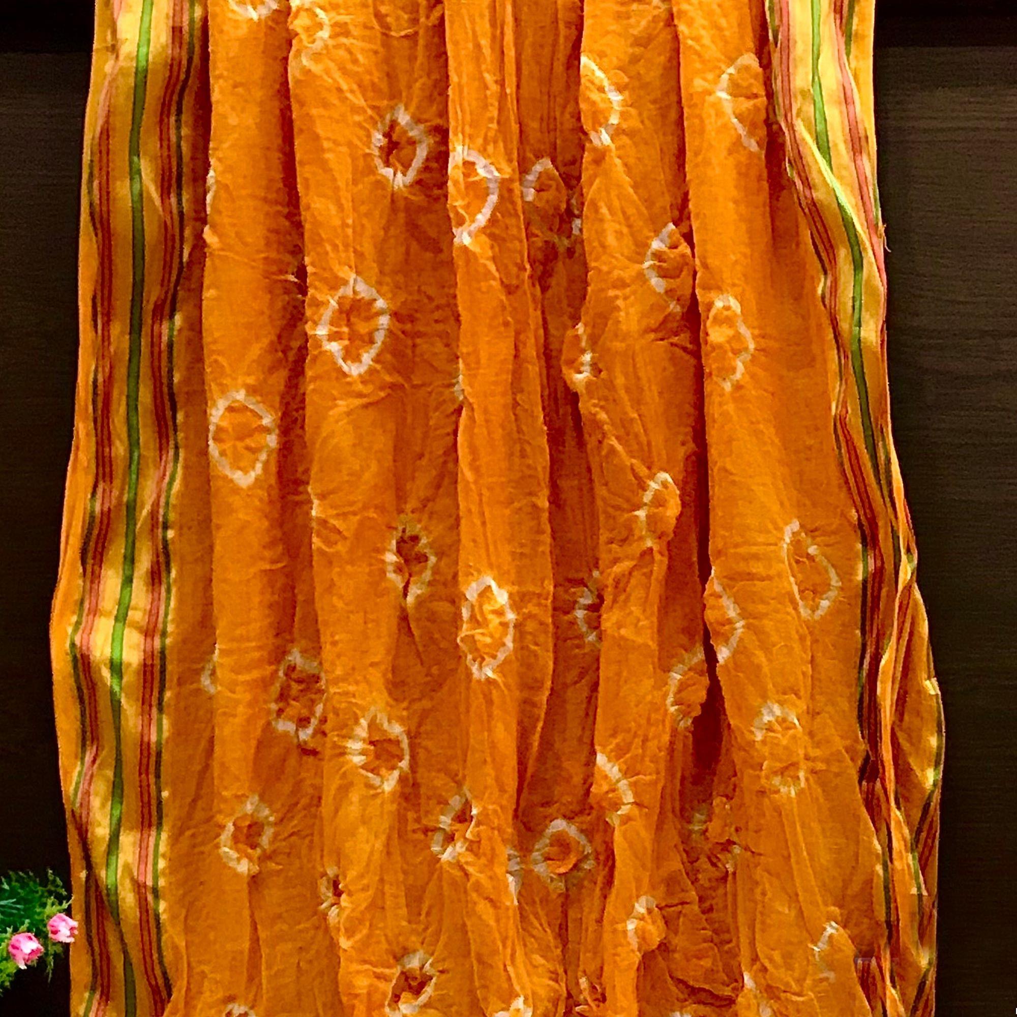 Red Casual Wear Bandhani Printed Cotton Dress Material - Peachmode
