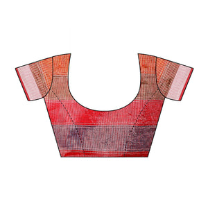 Red Casual Wear Checks Printed Silk Saree With Border - Peachmode