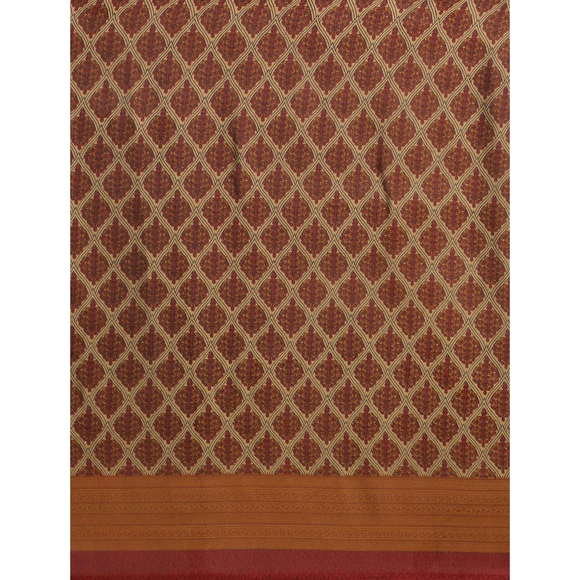 Red Casual Wear Printed Art Silk Saree - Peachmode