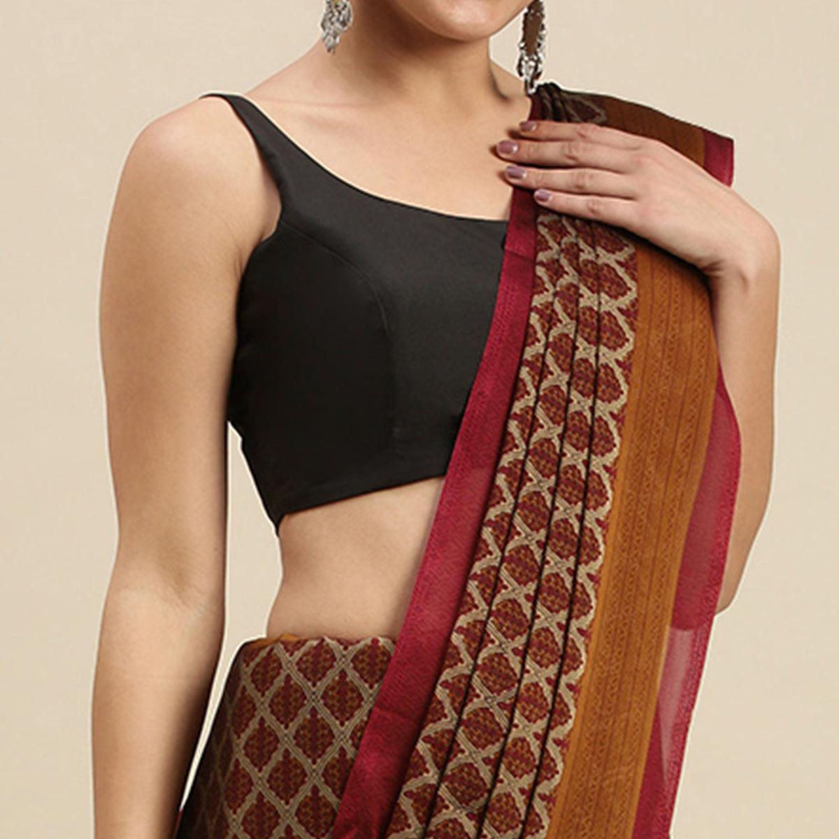 Red Casual Wear Printed Art Silk Saree - Peachmode