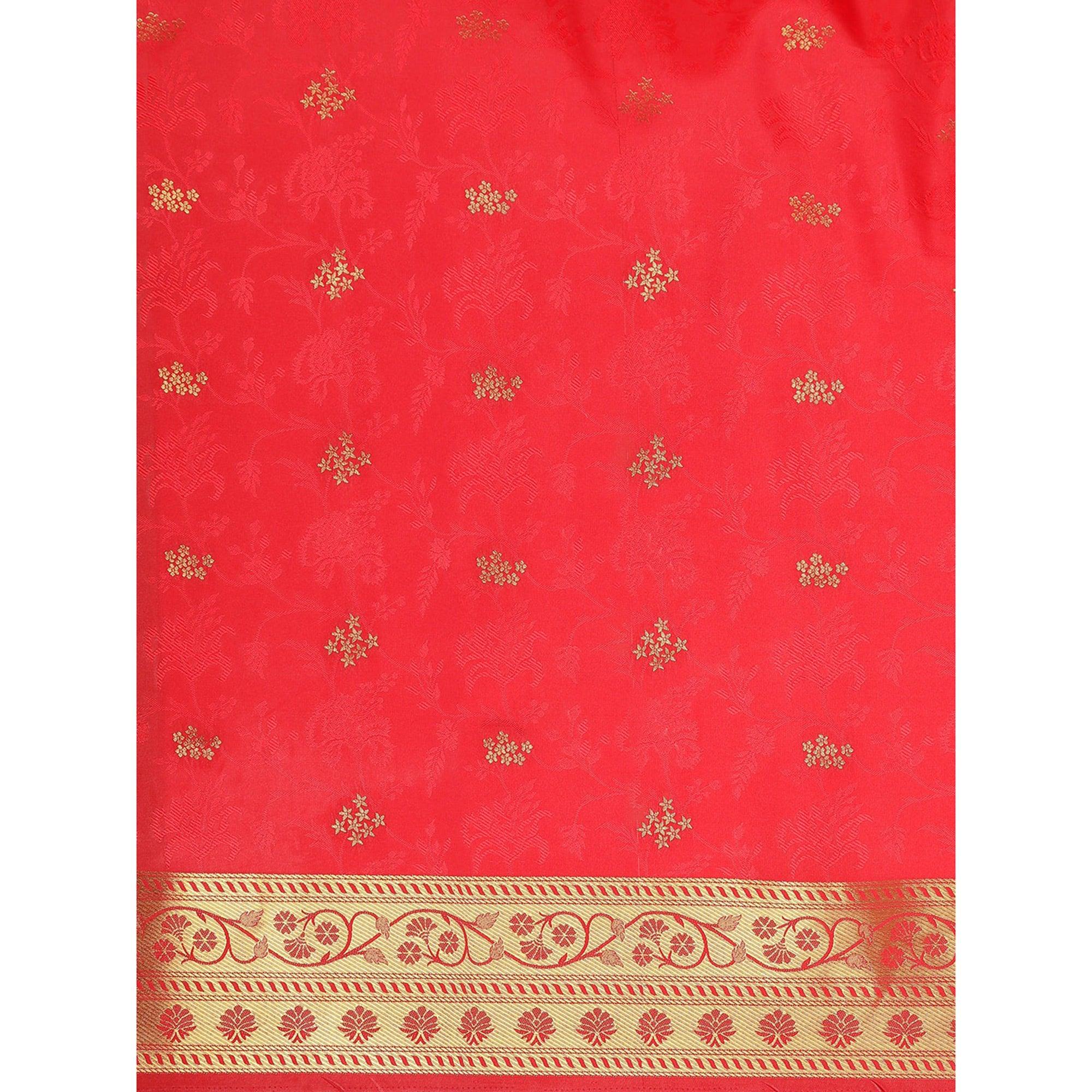 Red Festive Wear Weaving Banarasi Silk Saree - Peachmode