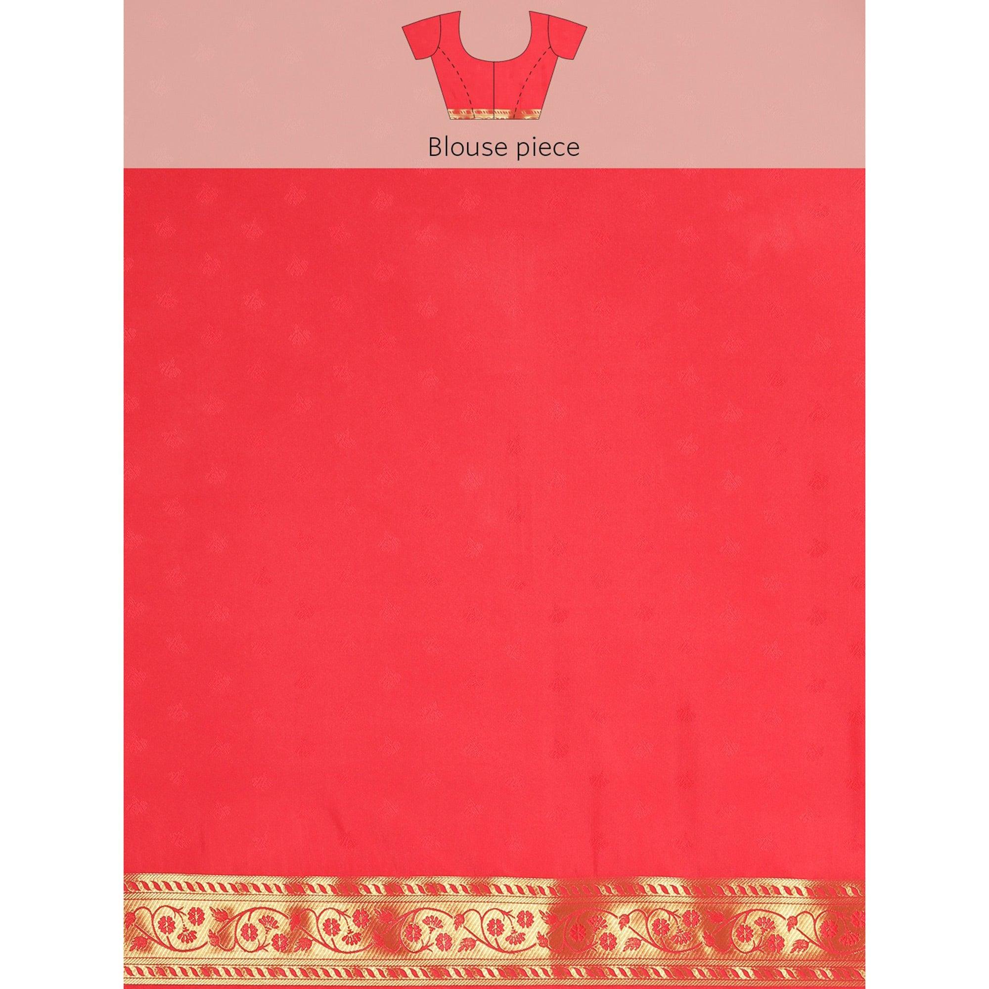 Red Festive Wear Weaving Banarasi Silk Saree - Peachmode