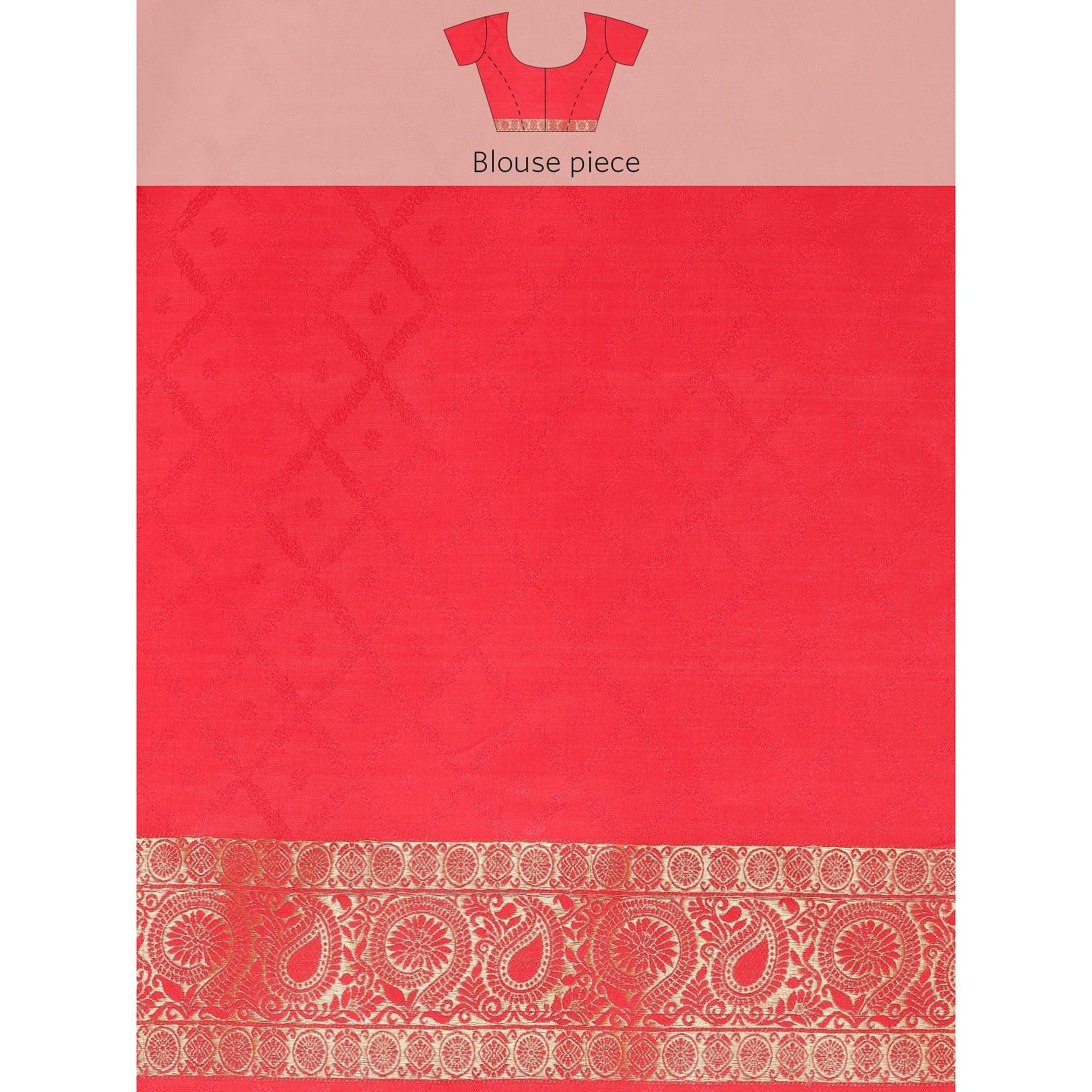 Red Festive Wear Weaving Kanjivaram Silk Saree - Peachmode
