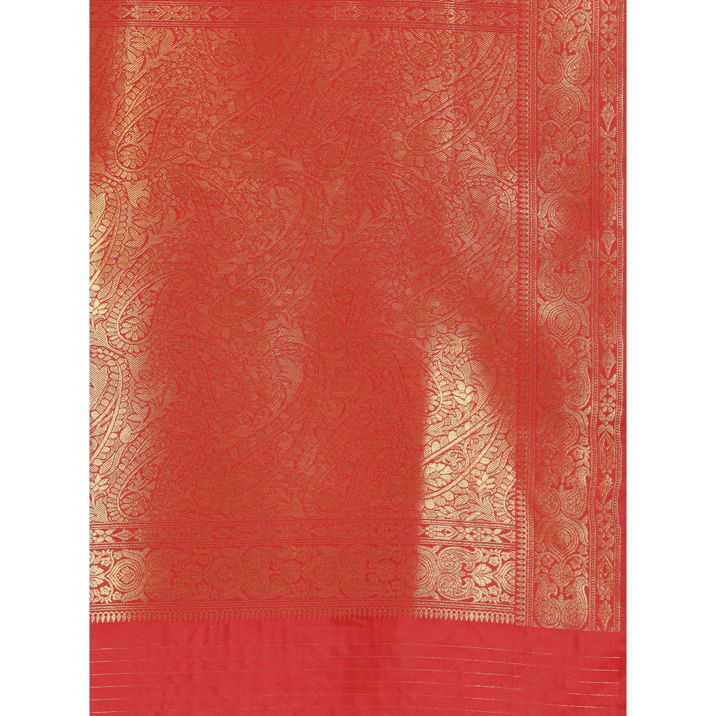Red Festive Wear Woven Kanjivaram Silk Saree - Peachmode