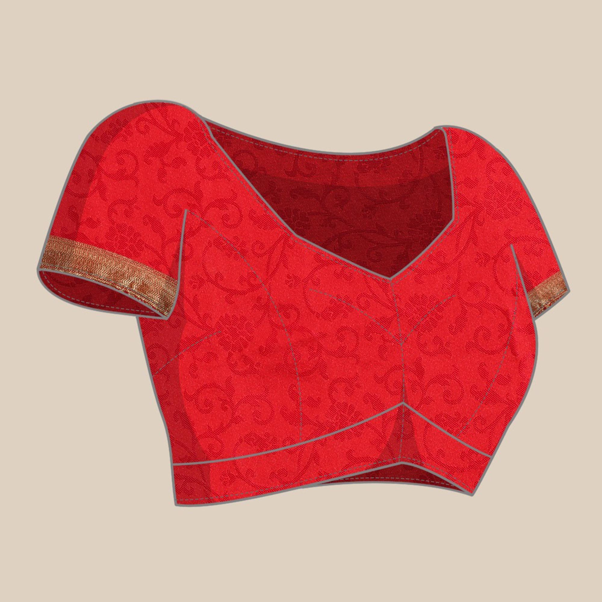 Red Festive Wear Woven Kanjivaram Silk Saree - Peachmode