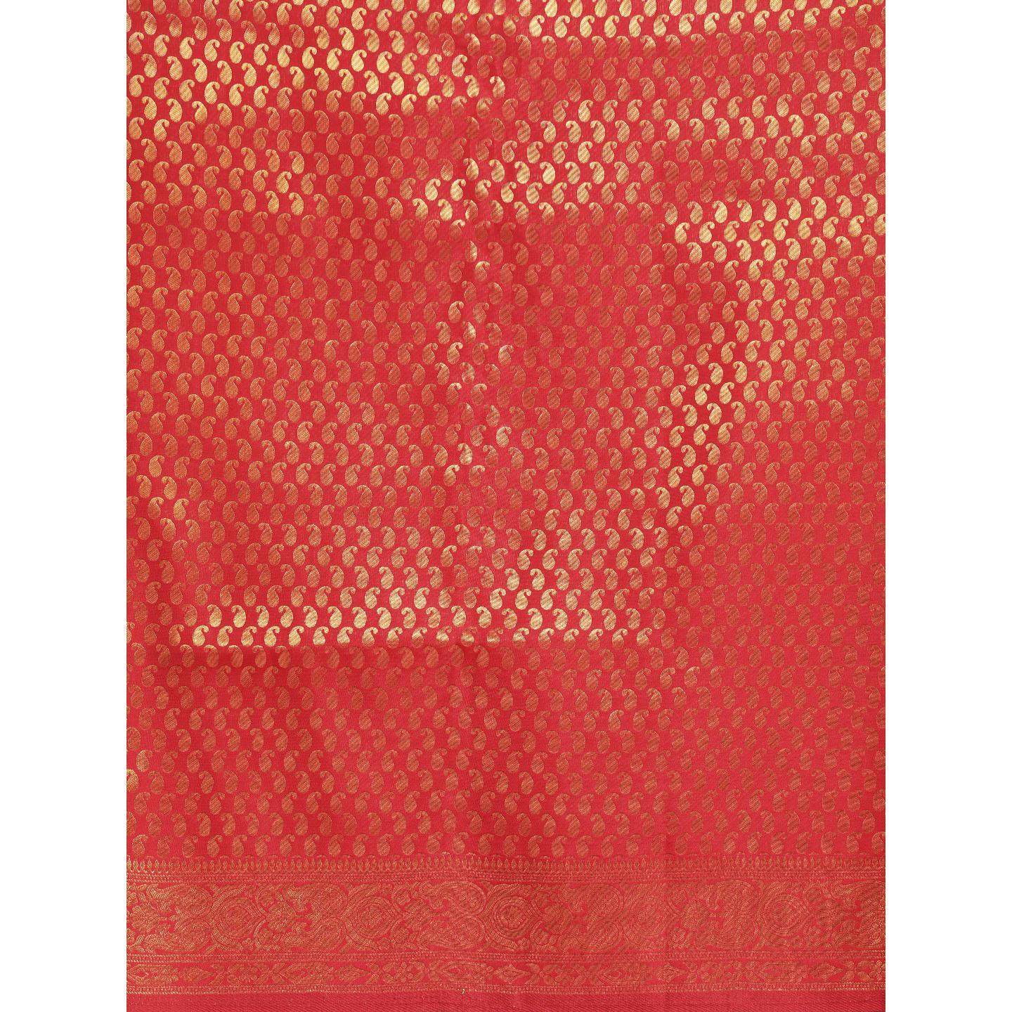 Red Festive Wear Woven Kanjivaram Silk Saree - Peachmode