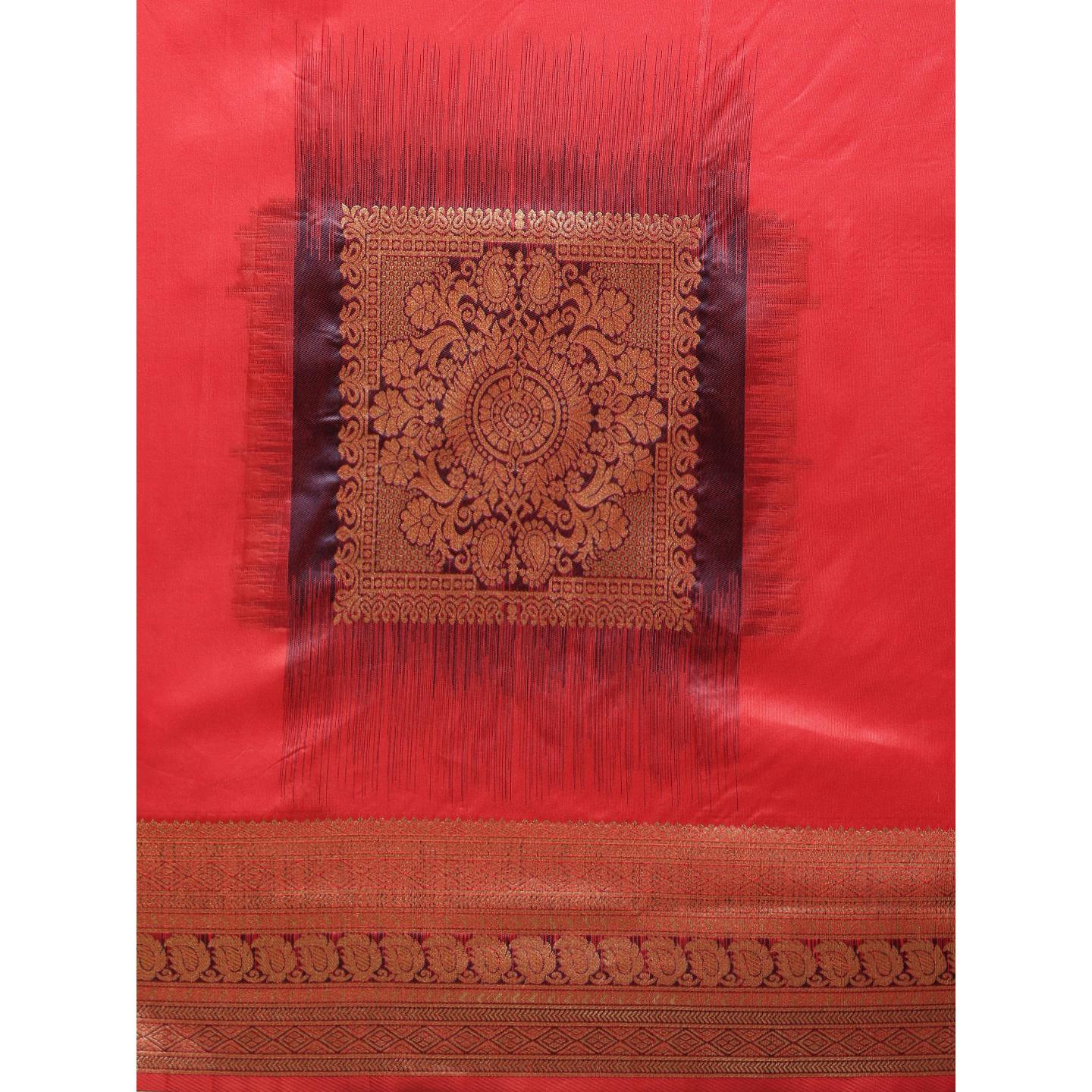 Red Festive Wear Woven Kanjivaram Silk Saree - Peachmode