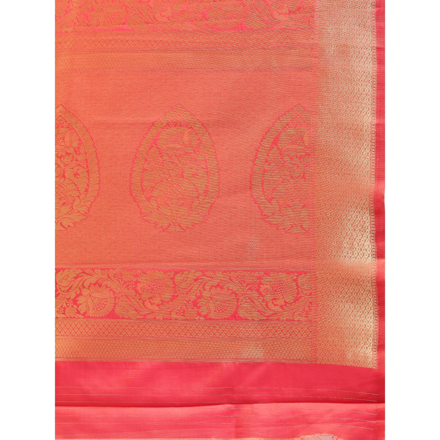 Red Festive Wear Woven Kanjivaram Silk Saree - Peachmode