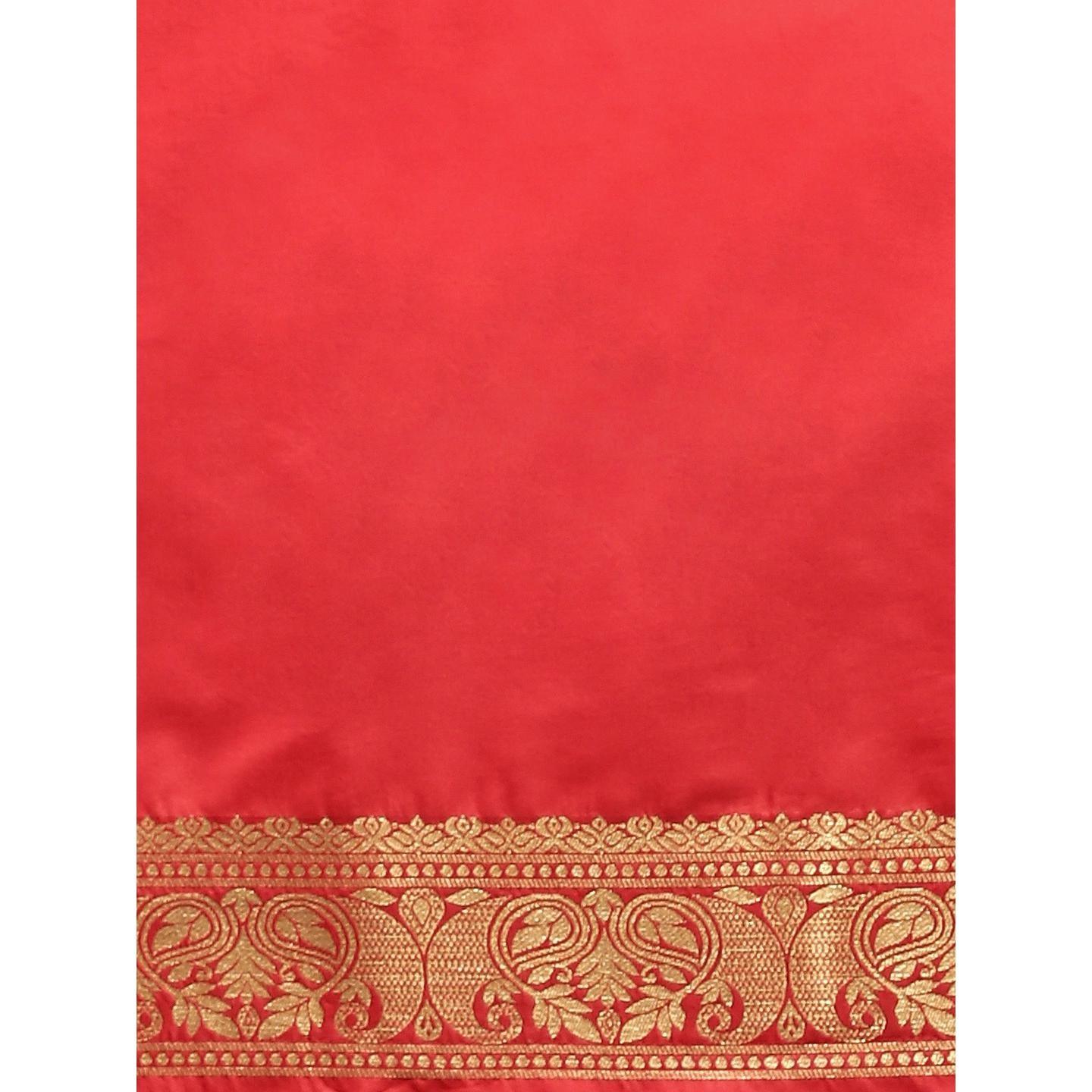 Red Festive Wear Woven Kanjivaram Silk Saree - Peachmode