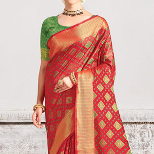 Red Festive Wear Woven Patola Silk Saree - Peachmode