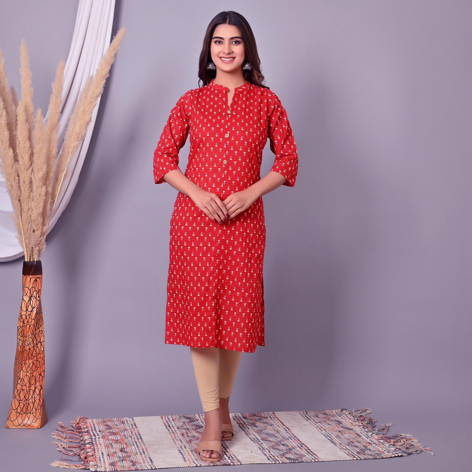 Buy White Cotton Flared Kurta Online | Pink Fort – Pink Fort by Fablestreet