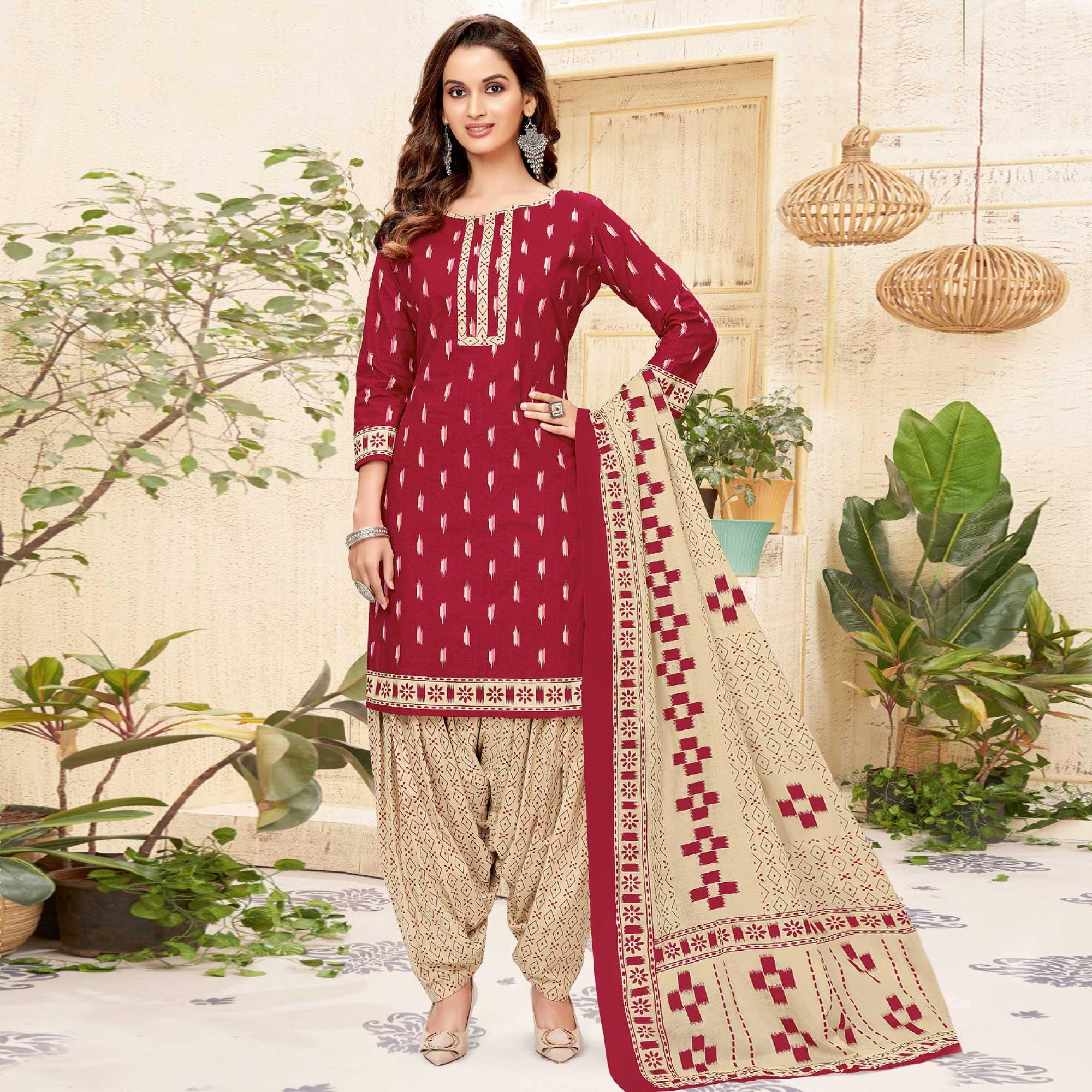 Patiala Suit Peachmode Readymade Dresses Brown Embroidered