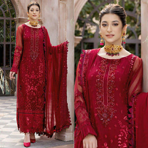 Red Sequence Embroidered Georgette Pakistani Suit - Peachmode