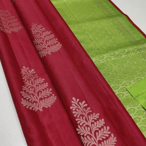 Red Zari Woven Art Silk Saree - Peachmode
