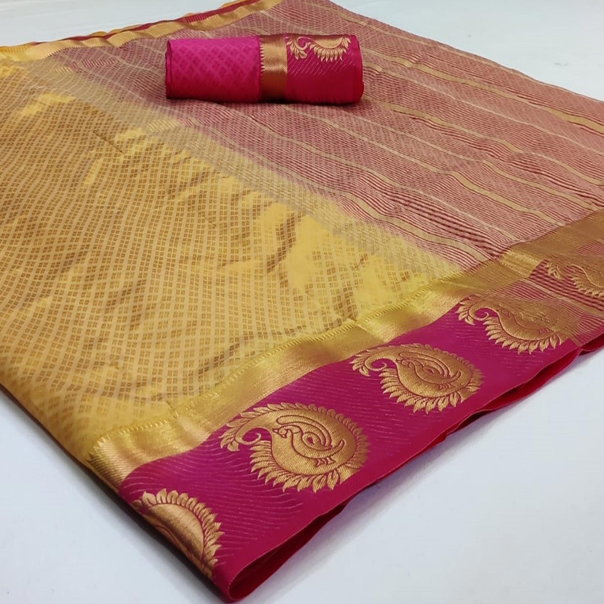 Refreshing Beige Coloured Festive Wear Woven Art Silk Saree - Peachmode