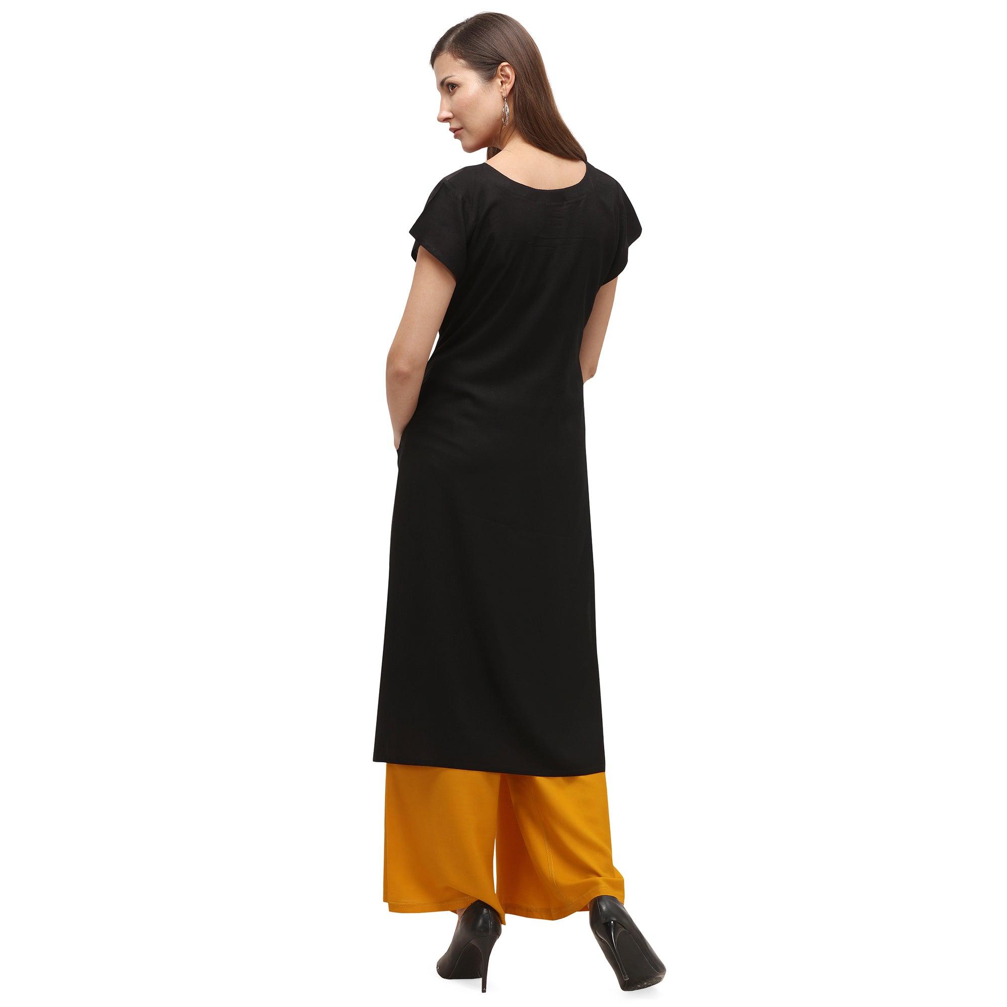 Refreshing Black Coloured Digital Printed Casual Wear Kurti - Peachmode