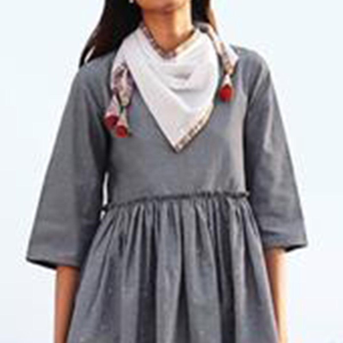 Refreshing Gray Colored Casual Printed Cotton Top-Bottom Set - Peachmode