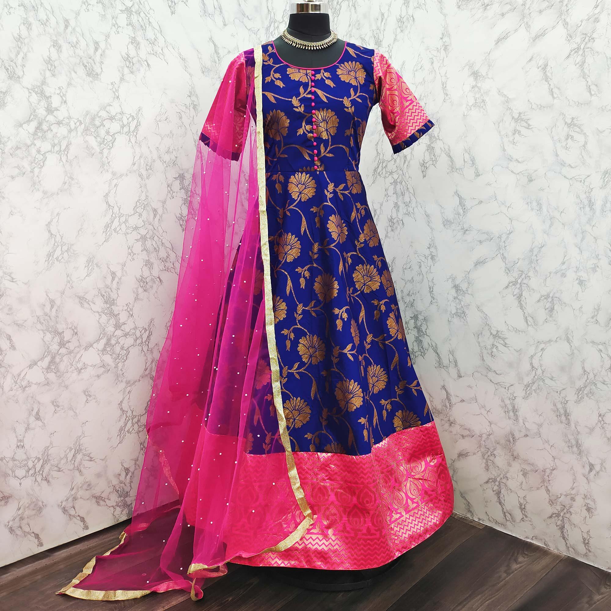 Party Wear Blue And Pink Combinations Dress Material at Rs 1149 in Hyderabad